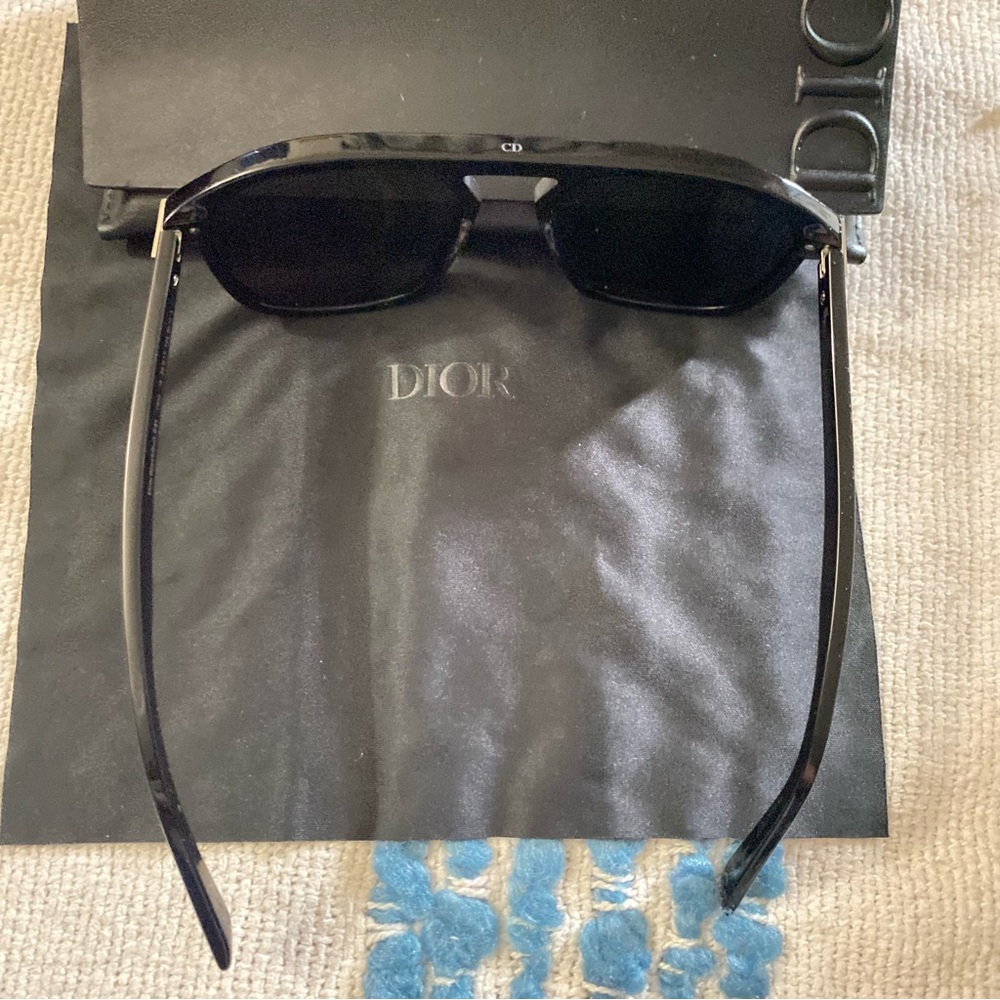 DIOR DIORBLACKSUIT S41  10A0 Shiny Black Smoke Square Sunglasses 55MM With Case - Picture 5 of 12